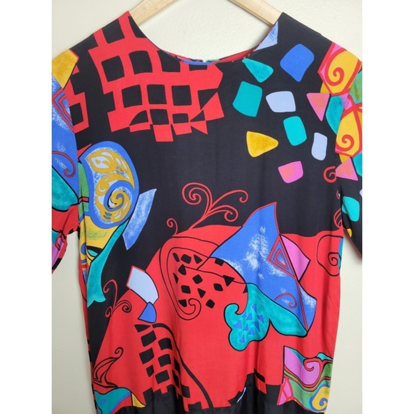 Vintage Just In Thyme 80's Abstract Pop Culture Print Dress Size 8 - Picture 2 of 8